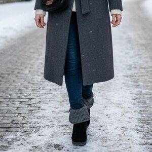Wedge Ankle Boots Black Suede and Gray